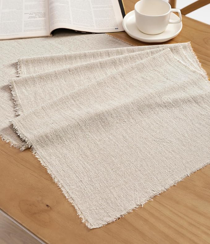 Vitalizart Beige Table Runner 14 x 120 Inches Long Slub Texture Cotton Linen Table Runner for Rus... | Amazon (US)