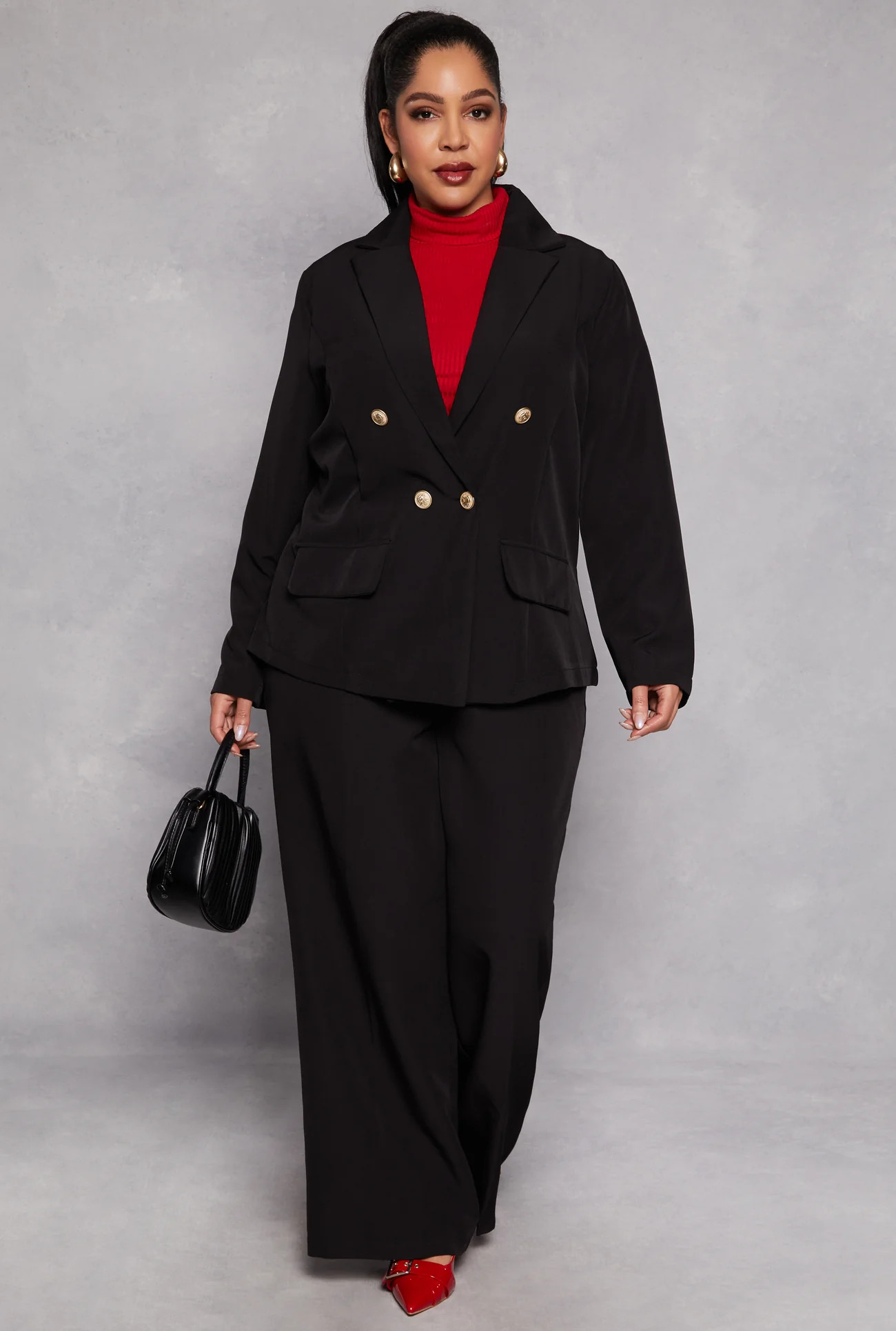 Plus Size Double Breasted Button Front Blazer | Rainbow Shops