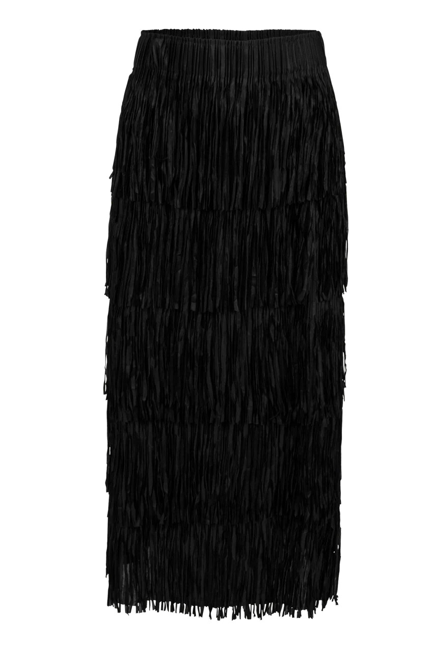W.A.Y. Western Black Tiered Fringe Skirt | Pinto Ranch | Pinto Ranch