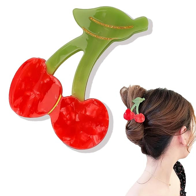 Cherry Claw Clips, Cellulose Acetate Hair Clips, Cute Unique Claw Clips, Small Cool Fruit Hair Cl... | Amazon (US)