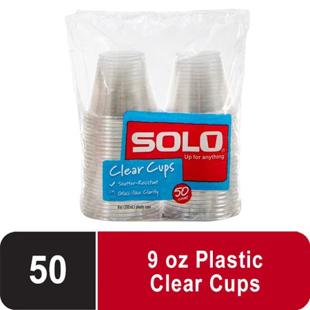 Solo Plastic Cups, Clear, 9oz, 50 Count | Walmart (US)