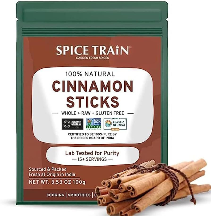 SPICE TRAIN Cinnamon Sticks (100g/3.5oz) Non GMO, 100% Raw, Premium Quality in Resealable Zip loc... | Amazon (US)