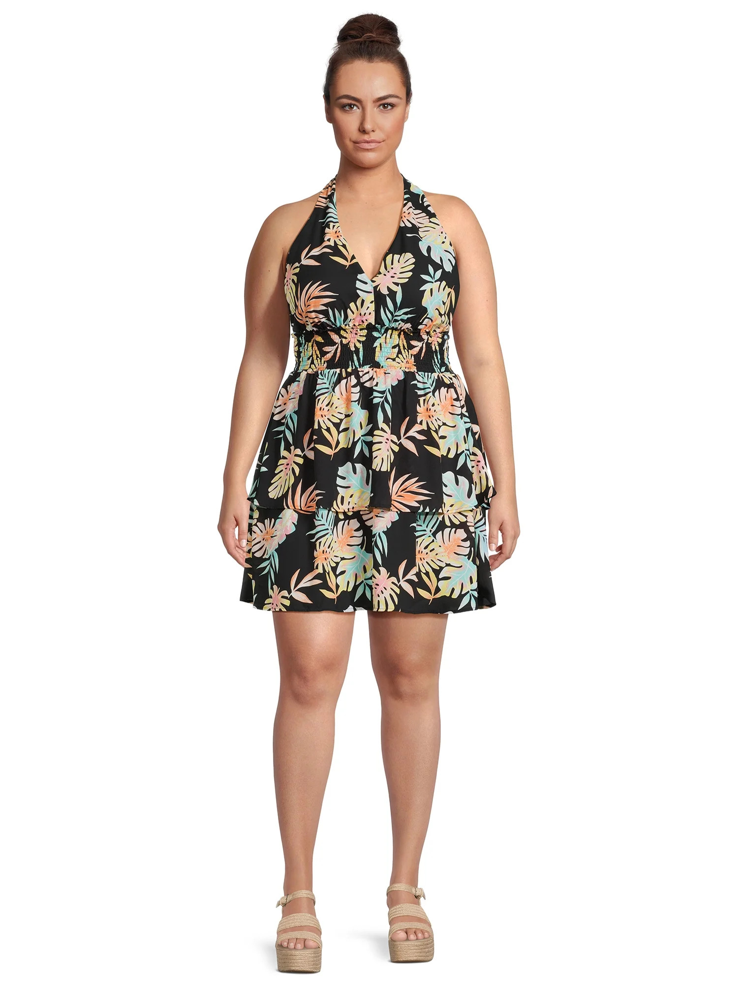 Madden NYC Juniors Plus Size Tiered Halter Dress - Walmart.com | Walmart (US)