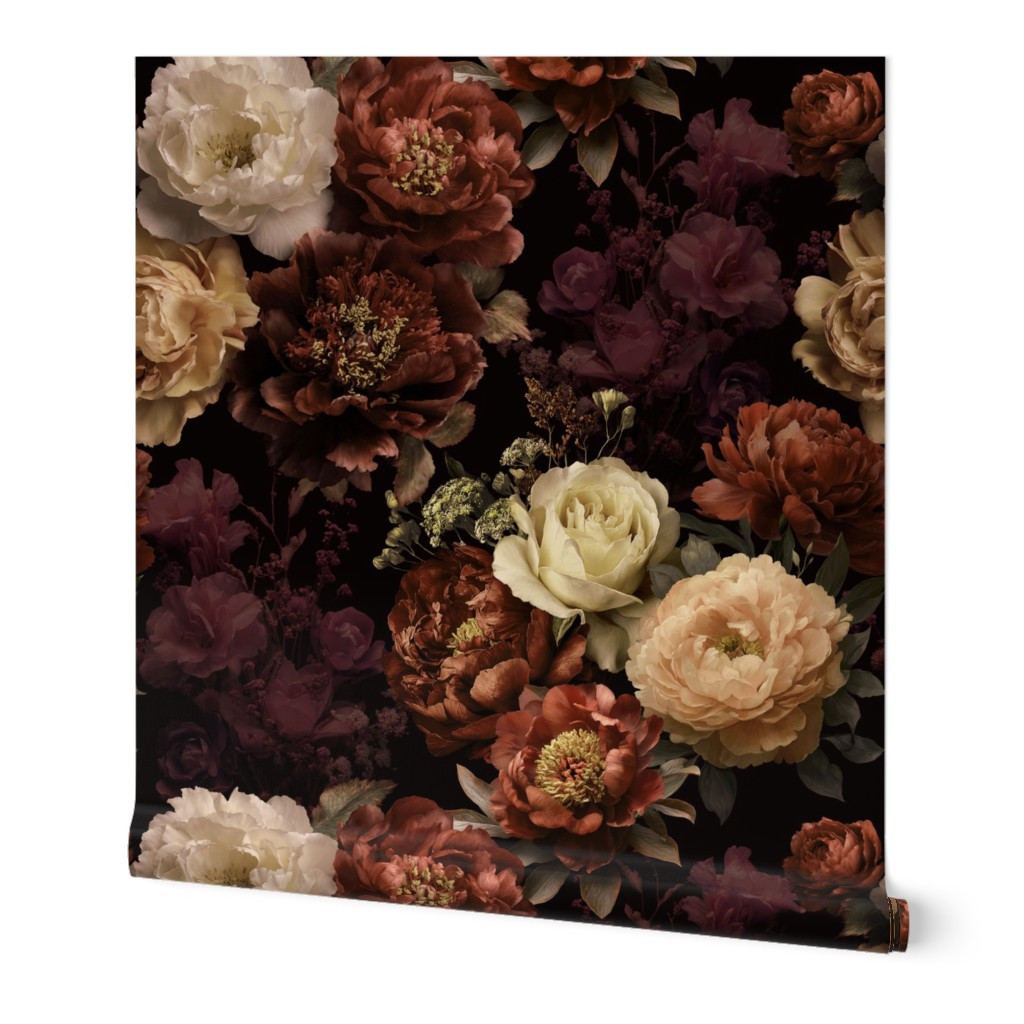 Vincent - romantic heritage floral - Golden Autumn beige cream Wallpaper | Spoonflower | Spoonflower