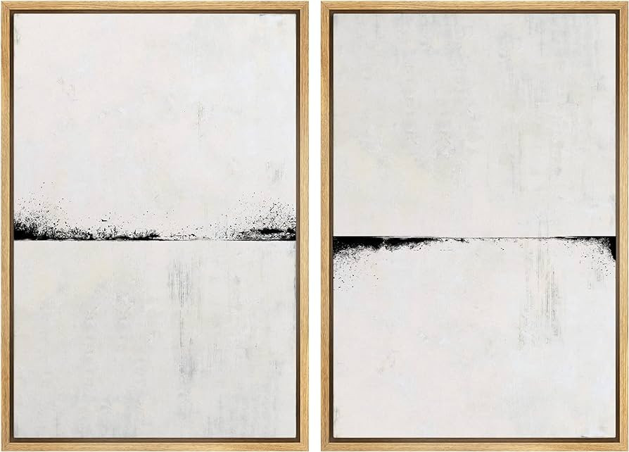 MUDECOR Framed Canvas Print Wall Art Set Black Gray Grunge Paint Stroke Landscape Abstract Shapes... | Amazon (US)