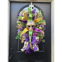 Mardi Gras Swag, Double Door Swags, Mardi Wreath, New Orleans Wreath, Mardi Garland, Swag, Masquerade Mask Decor, Mardi Jester | Etsy (US)