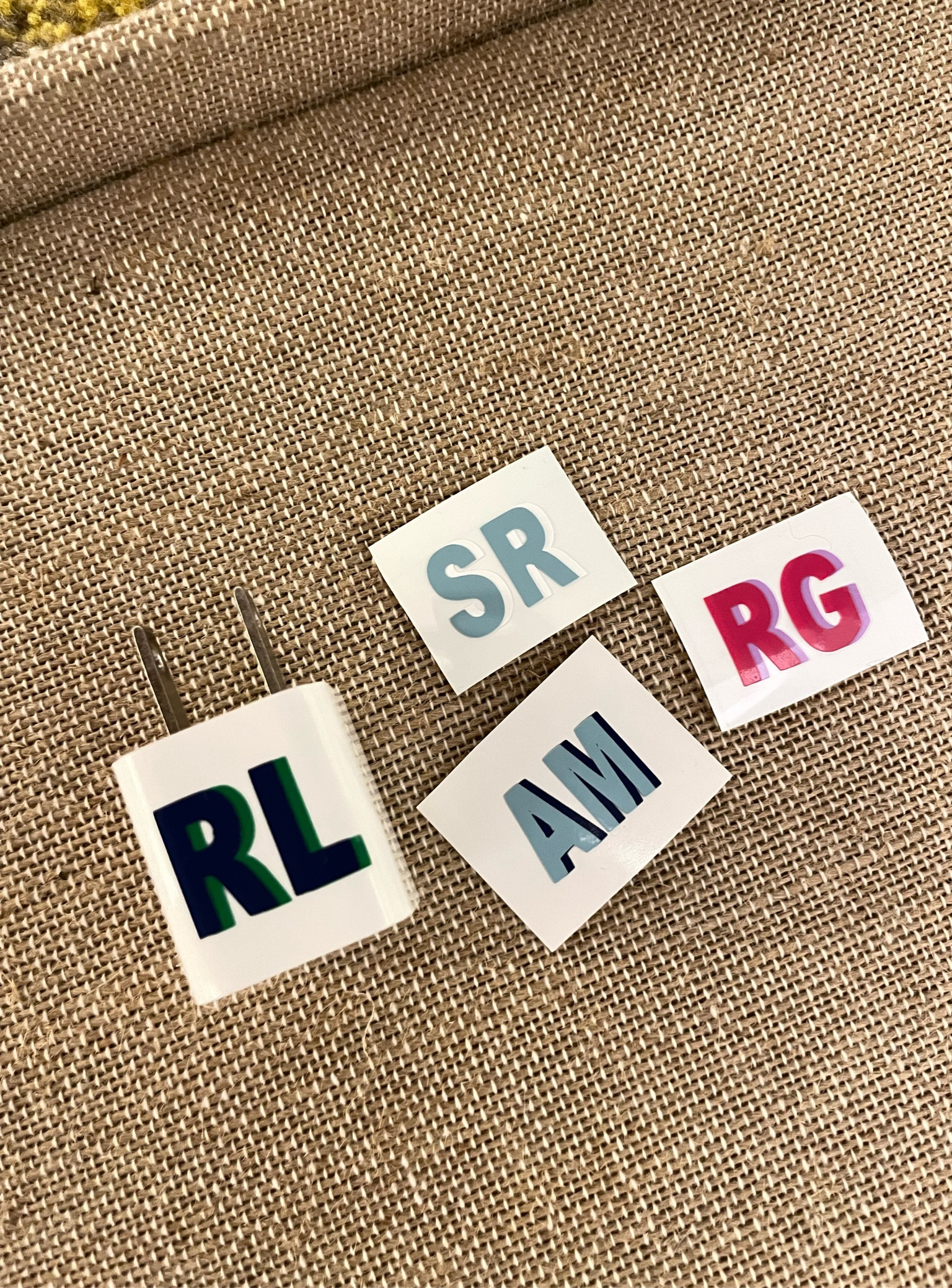 I make these :). Bridesmaid gift ideas, Christmas gift ideas, travel organization. Shadow monogram phone charger stickers 

#LTKhome #LTKfamily #LTKtravel