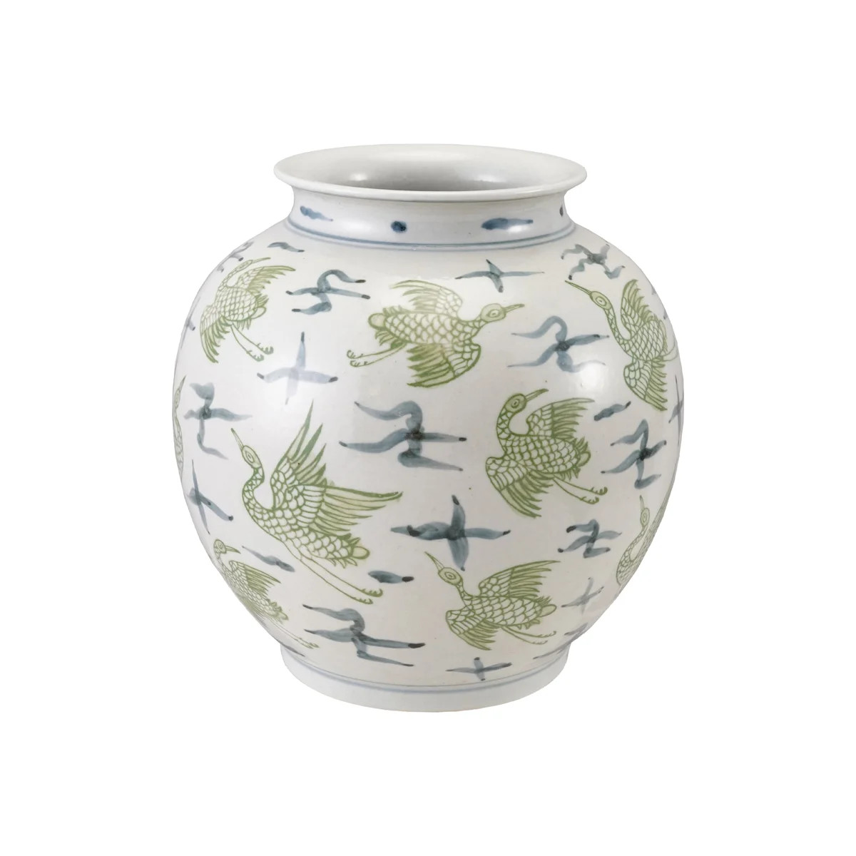 Hand\u2011Painted Ceramic Vase With Crane Pattern | Wayfair North America