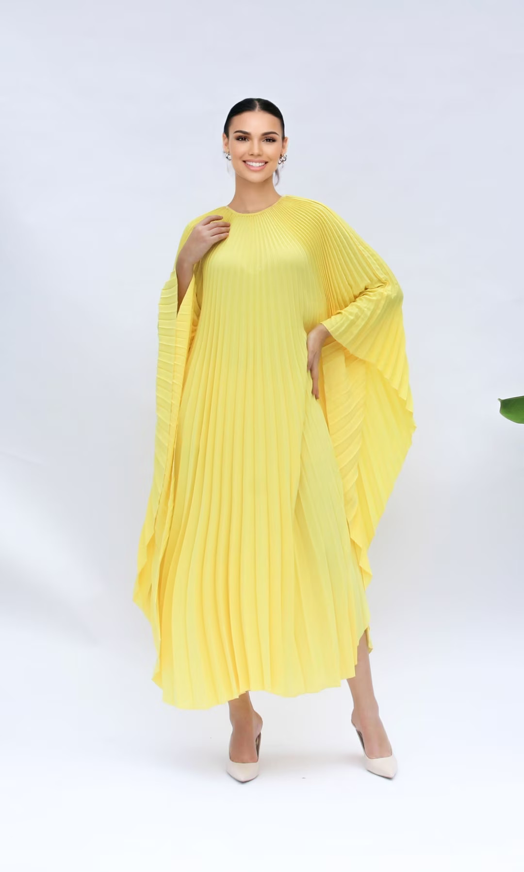 Yellow kaftan pleated dress vacation, wedding dress caftan pleated stylist, Abaya pleated dress, ... | Etsy (US)
