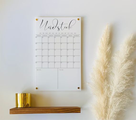 Personalized White Acrylic Calendar For Wall ll  dry erase board weekly planner lucite acrylic ca... | Etsy (US)