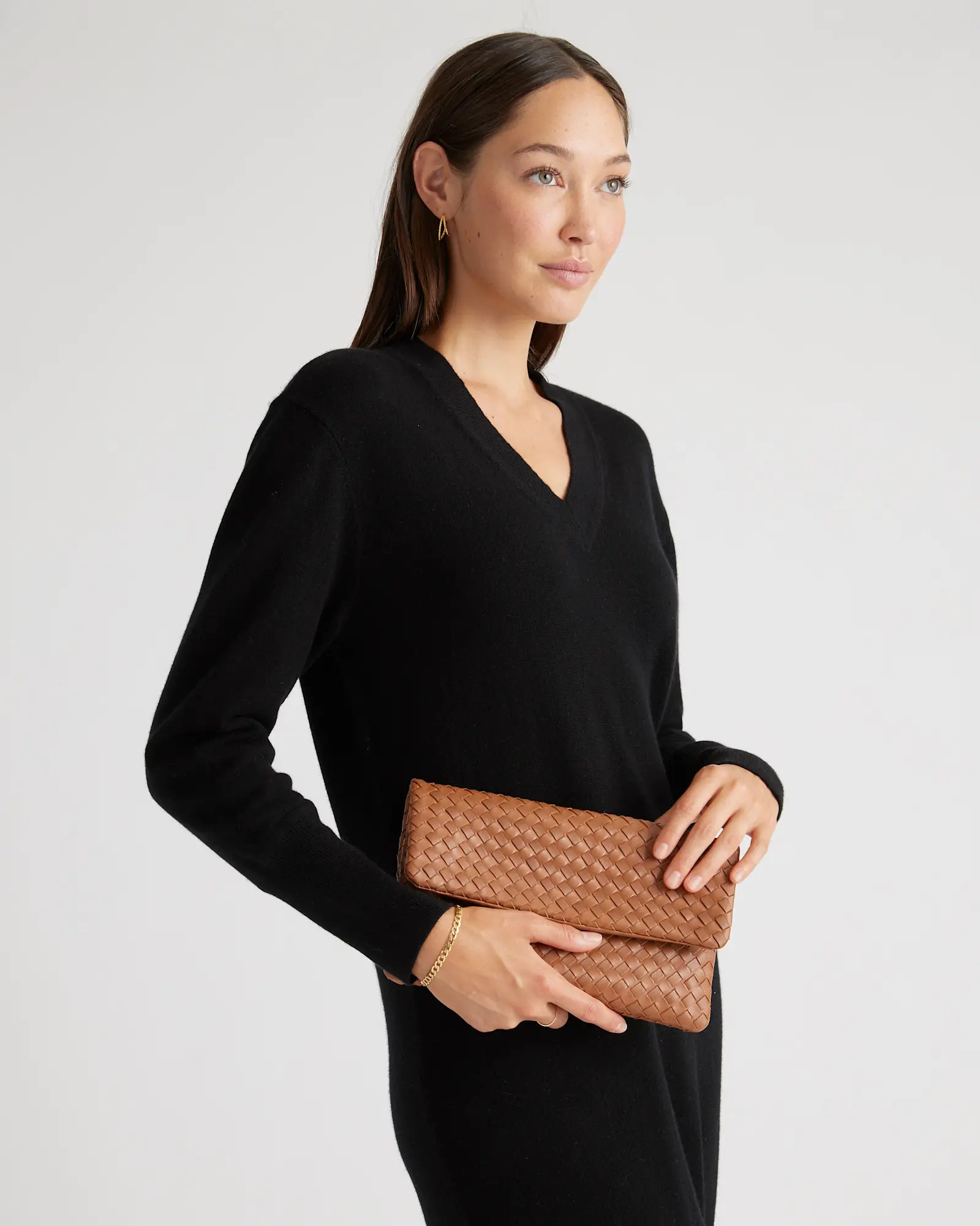 Italian Leather Handwoven Convertible Clutch | Quince