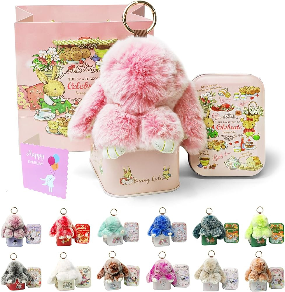 MINGRI Soft Bunny Lulu Keychain with Tin,Valentines Day Gifts for Her Handmade Pluch Keychain,Cut... | Amazon (US)