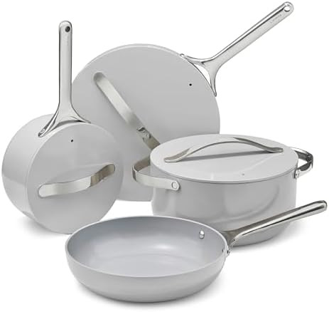 Caraway Non-stick Ceramic Cookware Set (12 Piece) Pots, Pans, Lids and Kitchen Storage - PFAS & P... | Amazon (US)