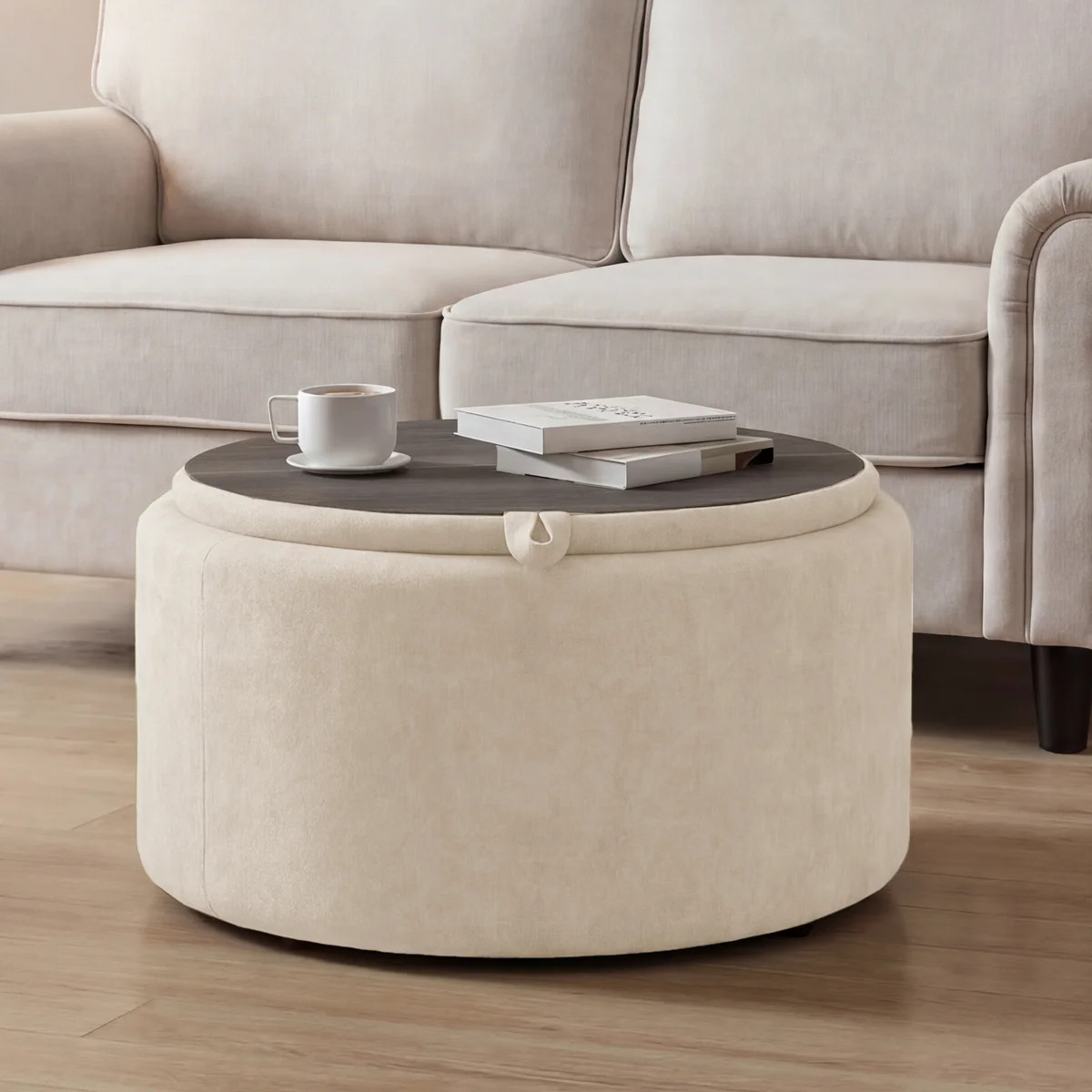 27.2'' Upholstered Round Tufted Ottoman With Storage | Wayfair North America
