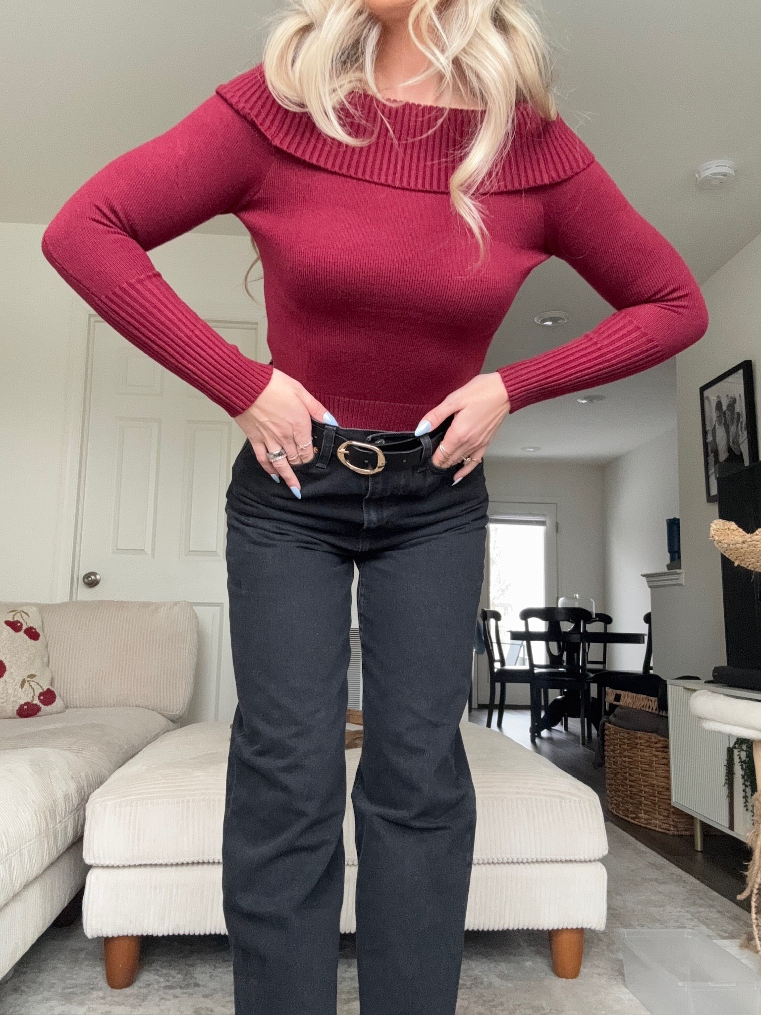perf outfit for dinner with the girls

Straight leg black jeans, black belt with gold buckle, off the shoulder sweater, Amazon fashion, affordable outfits

#LTKTall #LTKSaleAlert #LTKootd