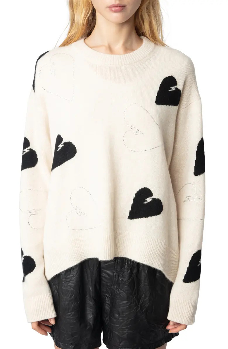 Markus Metallic Heart Cashmere Sweater | Nordstrom