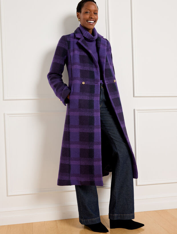 Double Breasted Wool Blend Coat - Snug Plaid | Talbots