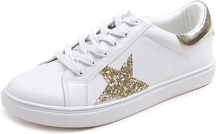 FEVERSOLE Women's Featured PU Leather Colorful Lace Up Sneaker | Amazon (US)