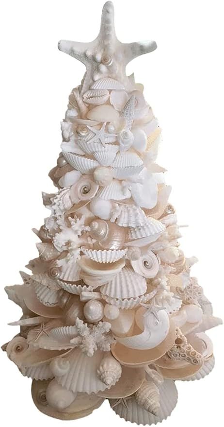 K-Musculo White Seashell and Coral Coastal Christmas Tree Decor with Flash String Light, 2022 The... | Amazon (US)