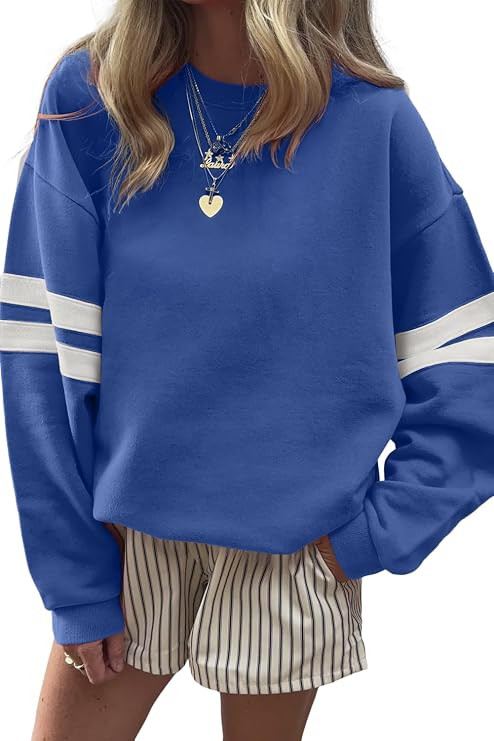 Crew Neck, Long Sleeve, Lightweight Pullover Tops, Game Day Outfits, for Rugby Baseball Tennis, L... | Amazon (US)