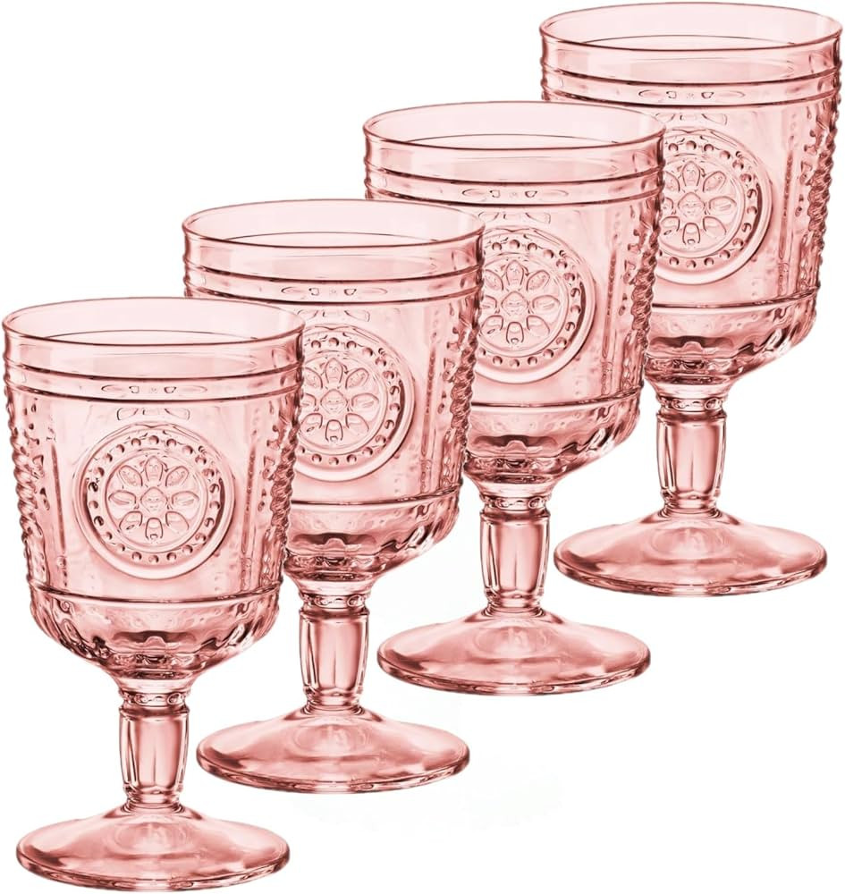 Bormioli Rocco Romantic Set Of 4 Stemware Glasses, 10.75 Oz. Colored Crystal Glass, Cotton Candy ... | Amazon (US)