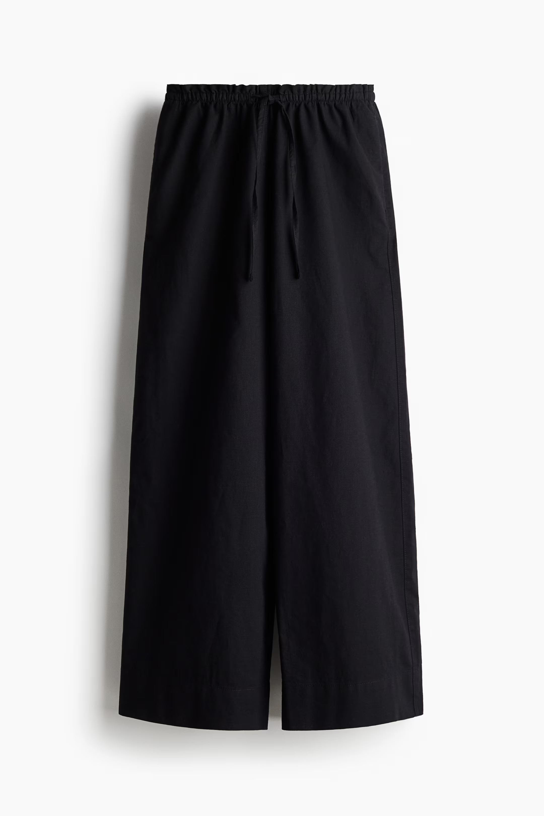 Wide-leg Linen-blend Pants - Black - Ladies | H&M US | H&M (US + CA)
