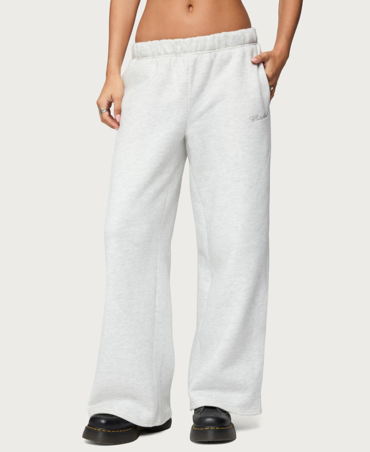 Edikted Women's Basic Girl Wide Leg Sweatpants - Light-gray-melange | Macy's