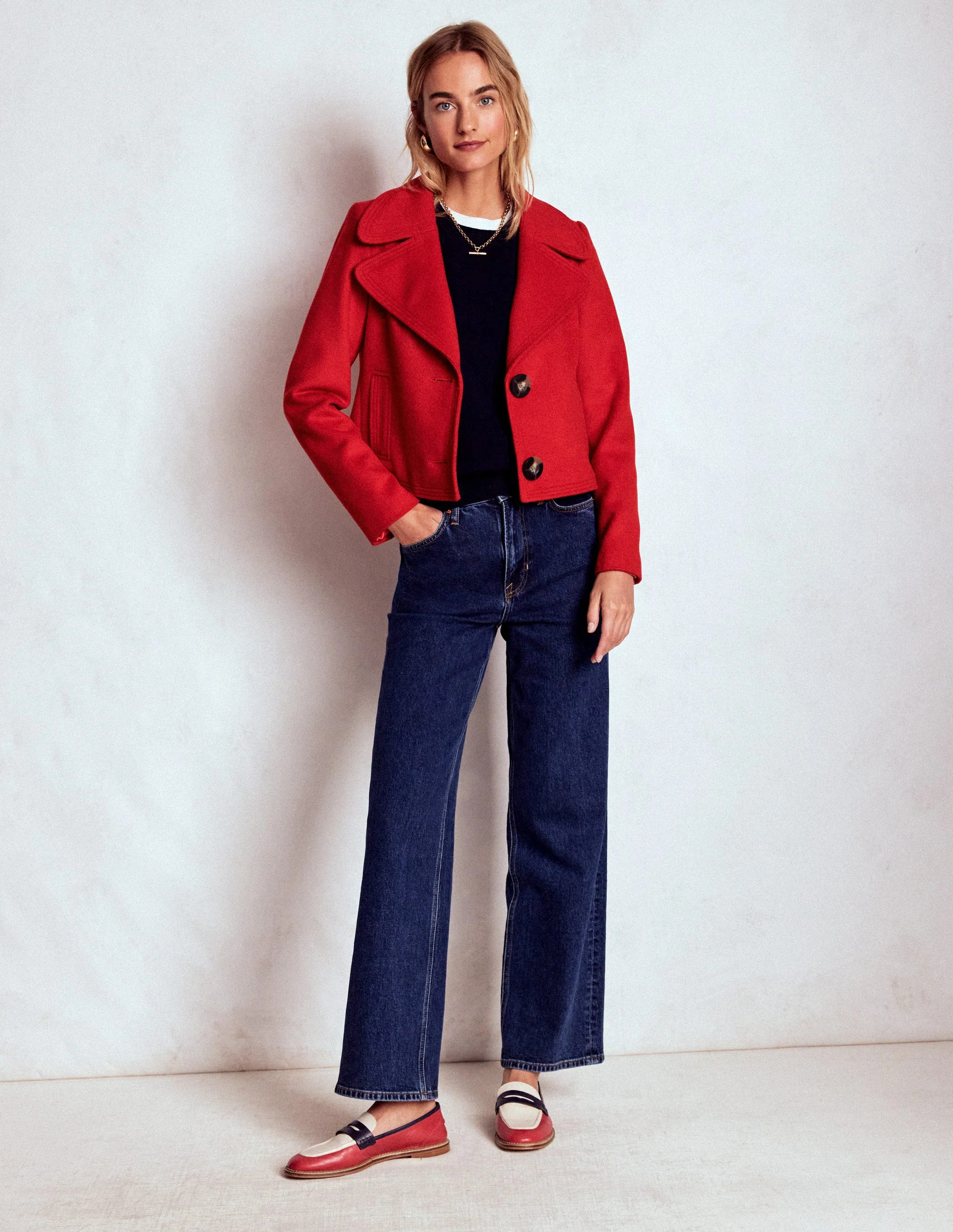 Topstitch Jacket-Poppy Red | Boden (US)