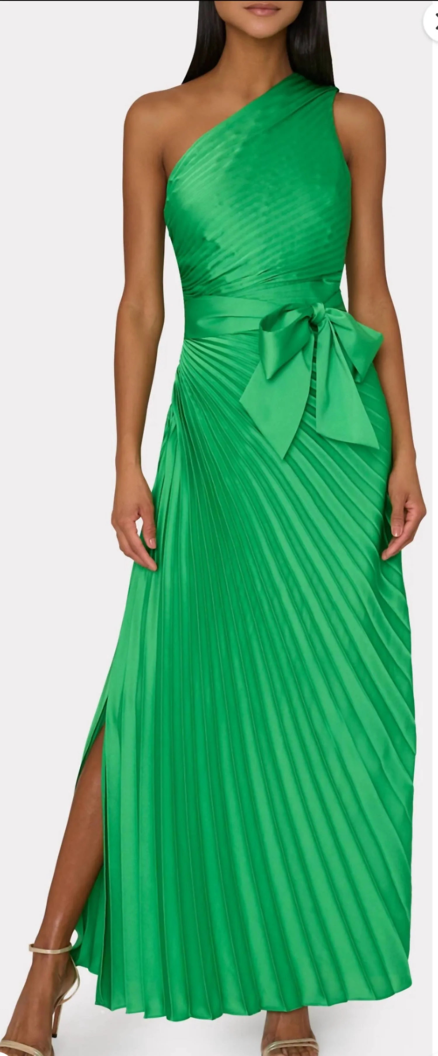 Estelle Satin Dress In Green | Shop Simon