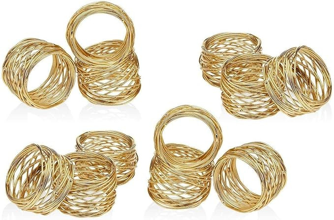ARN CRAFTS Golden Round Mesh Napkin Rings- Set of 12 for Weddings Dinner Parties or Every Day Use... | Amazon (US)