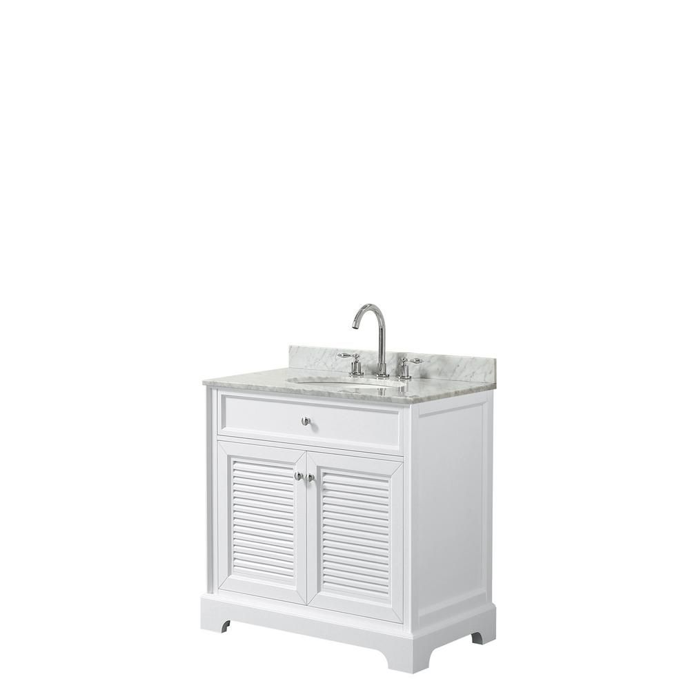 Tamara 30.5 in. Single Bathroom Vanity in White with Marble Vanity Top in White Carrara with Whit... | The Home Depot