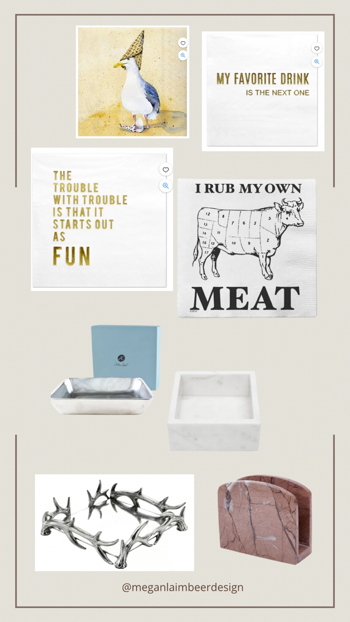 Fun gift idea. For anyone who loves to host or loves home decor. Napkin holder and funny cocktail napkins 

#LTKsalealert #LTKhome