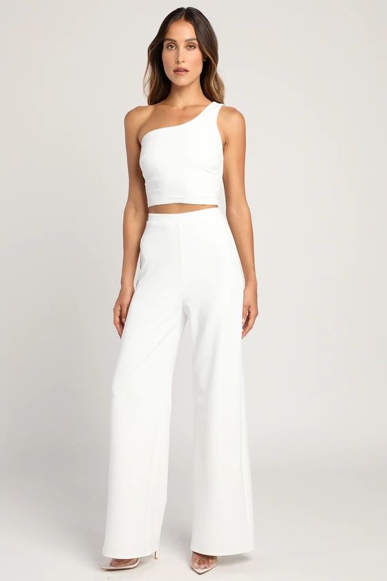 Amor and Beyond Ivory One-Shoulder Two-Piece Jumpsuit | Lulus (US)