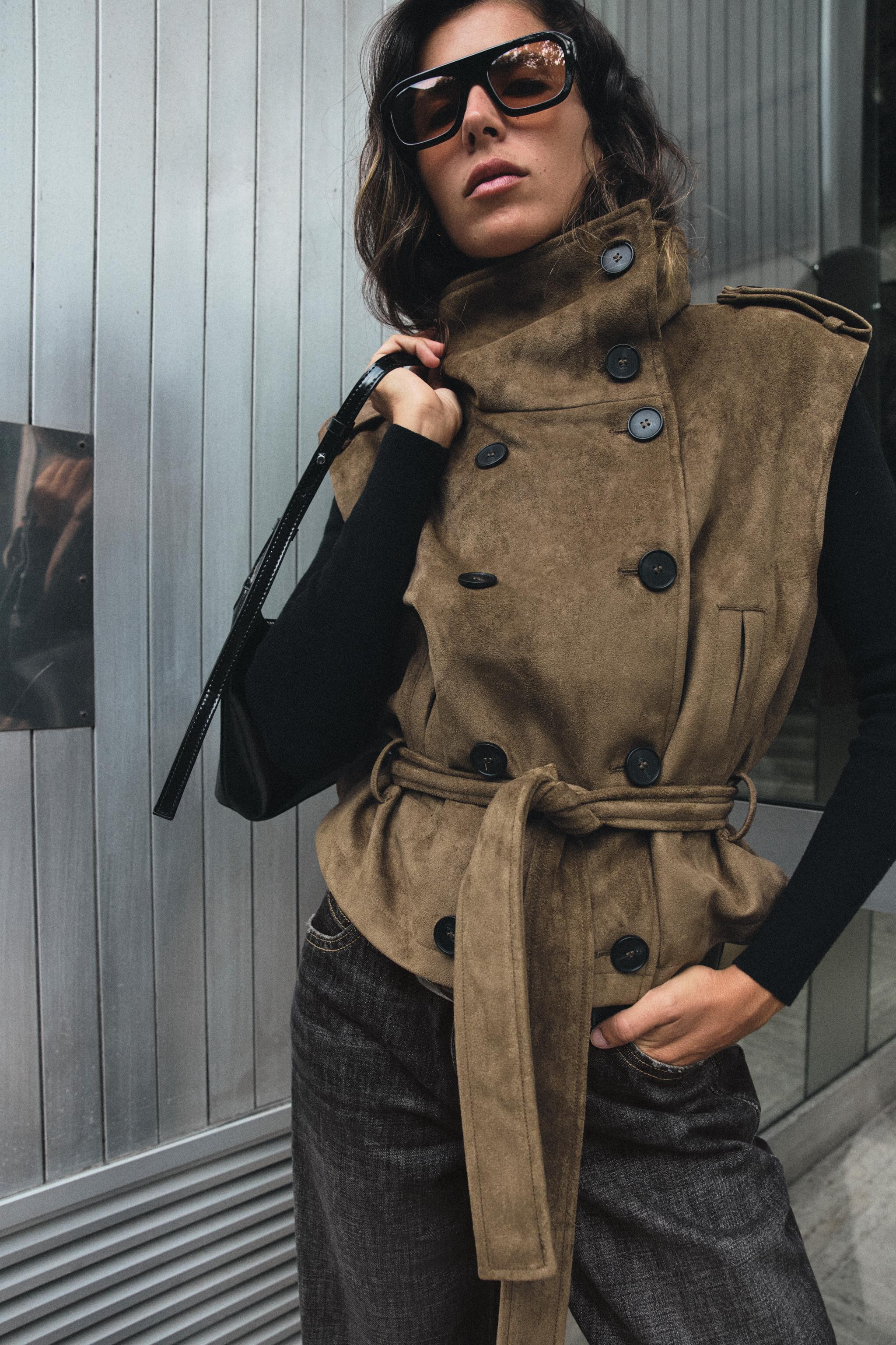 FAUX SUEDE BELTED WAISTCOAT | Zara UK