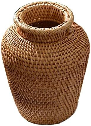 Amazon.com: Autumn Rattan Woven Vase Art Vase Fashion Tabletop Decoration Plants Flower Pot Faddi... | Amazon (US)