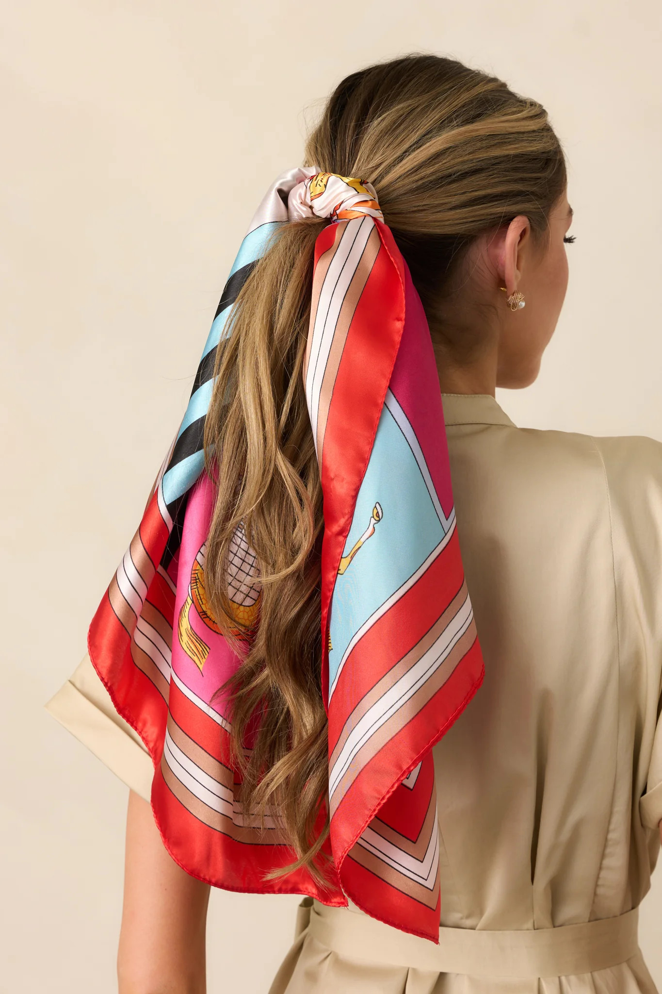 Full Focus Red Equestrian Print Scarf | Red Dress