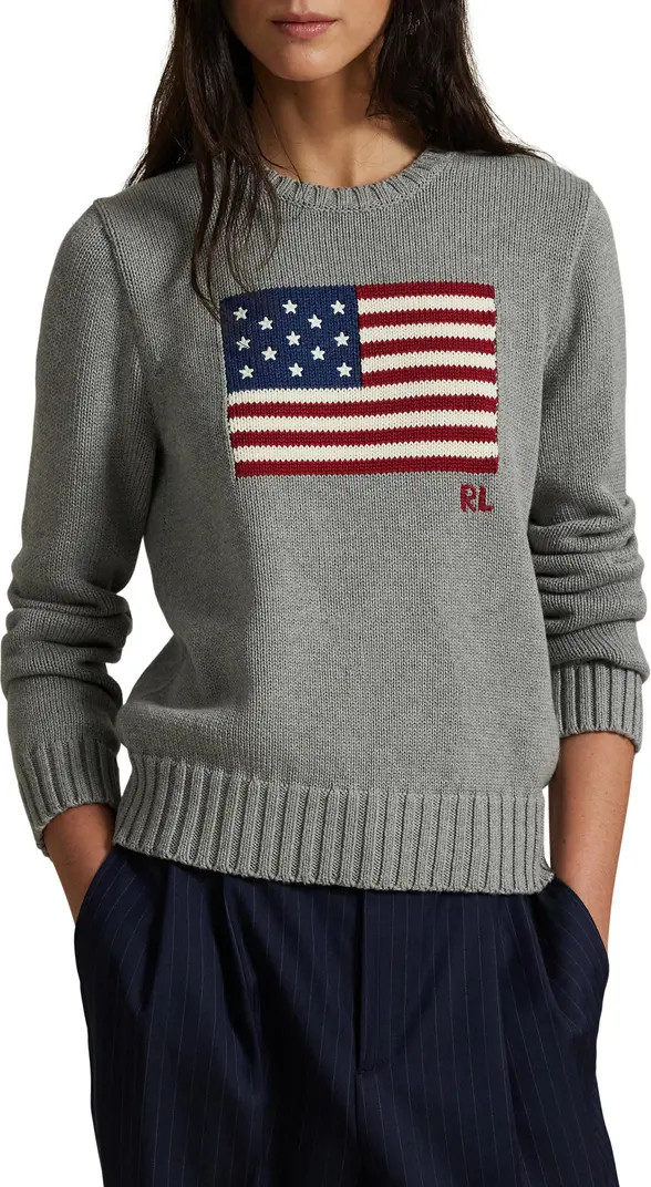 Flag Intarsia Cotton Crewneck Sweater | Nordstrom
