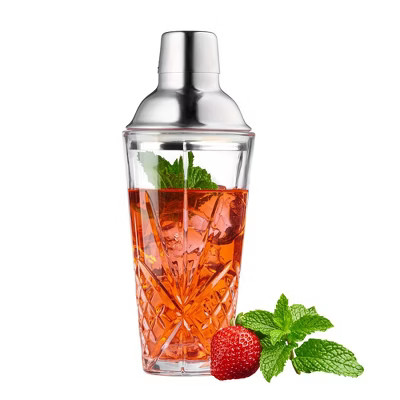 Le'raze 15oz Glass Cocktail Shaker Set with Airtight Stainless Steel Lid and Strainer. | Target