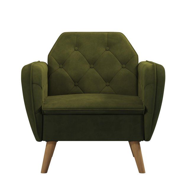 Novogratz Teresa Memory Foam Accent Chair, Living Room Furniture, Green Velvet - Walmart.com | Walmart (US)