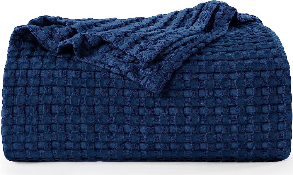 Utopia Bedding Cotton Waffle Blanket 300 GSM (Navy - 90x108 Inches) Soft Lightweight Breathable B... | Amazon (US)