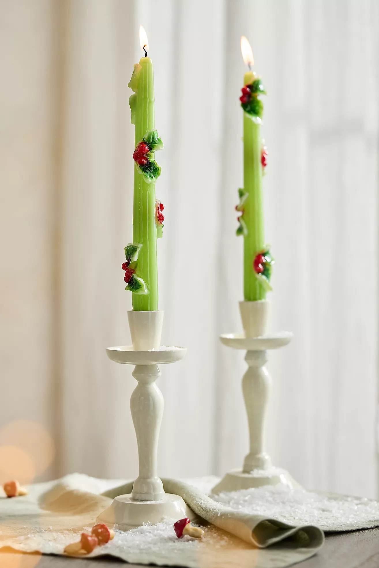 Holly Taper Candles, Set of 2 | Anthropologie (US)