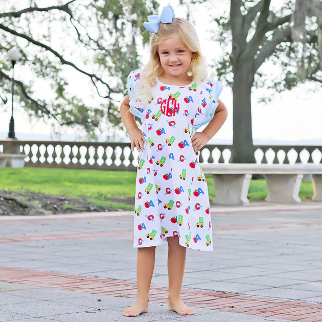 ABC Blue Knit Dress | Classic Whimsy