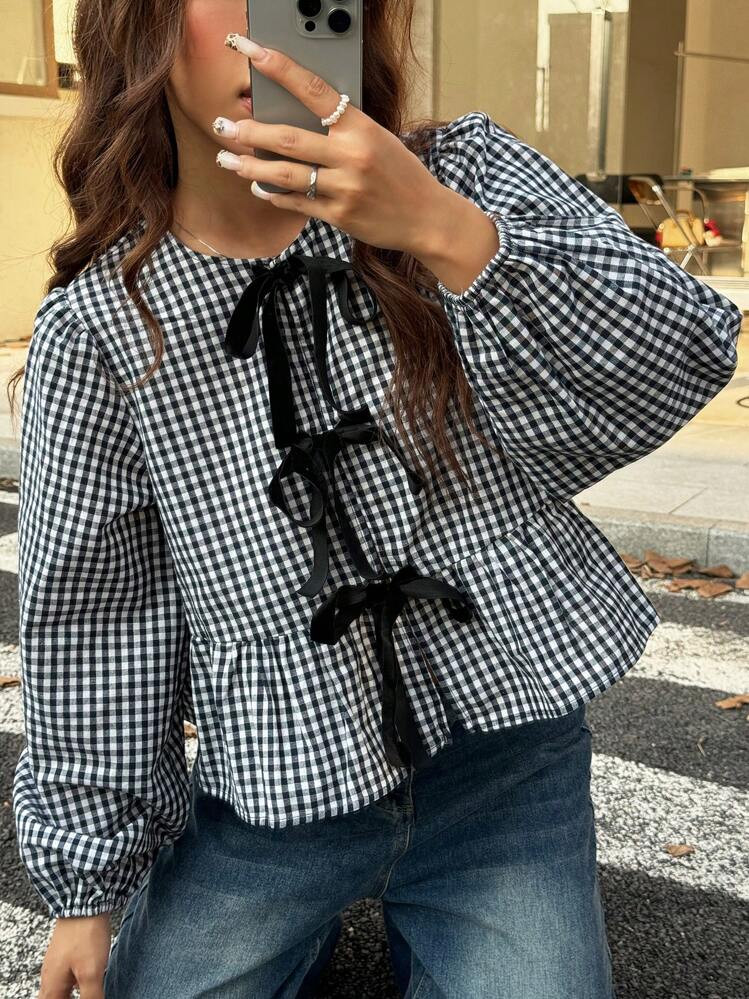 MainGRL 2025 New Arrival Summer Women's Western Cowgirl Hippie Vintage Round Neck Blouse | SHEIN