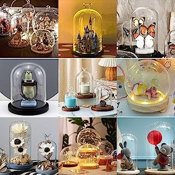 PH PandaHall Glass Display Showcase with Base, Decorative Display Dome Miniature Case Snowglobe f... | Amazon (US)