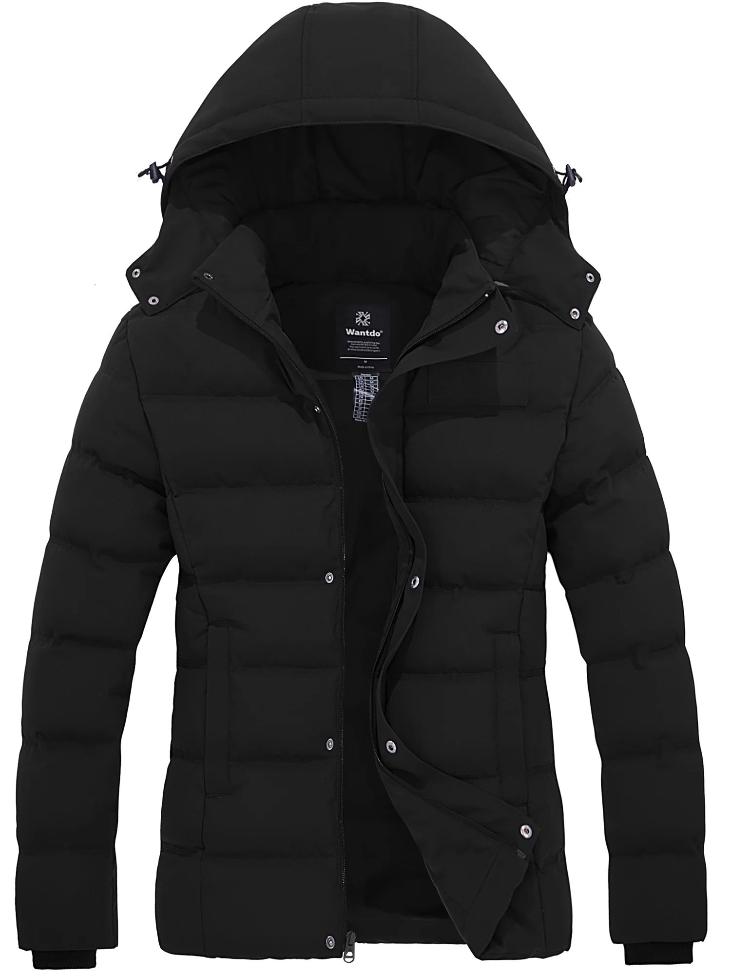 Wantdo Women's Warm Winter Coat Quilted Puffer Jacket with Removable Hood Black Size S - Walmart.... | Walmart (US)