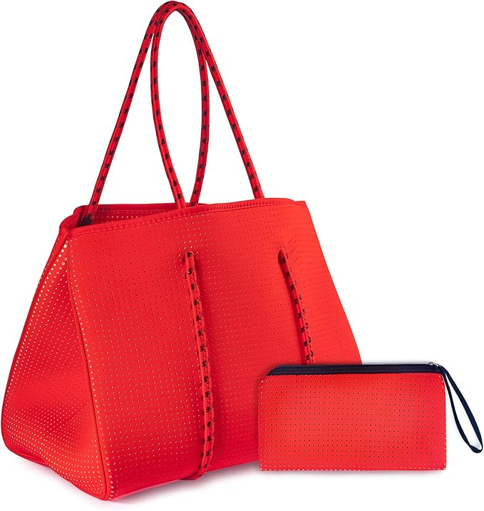 Somewhere Haute Tote Bag for Women - Large Handbag Purse - Stylish Black Neoprene Tote Bag with S... | Amazon (US)