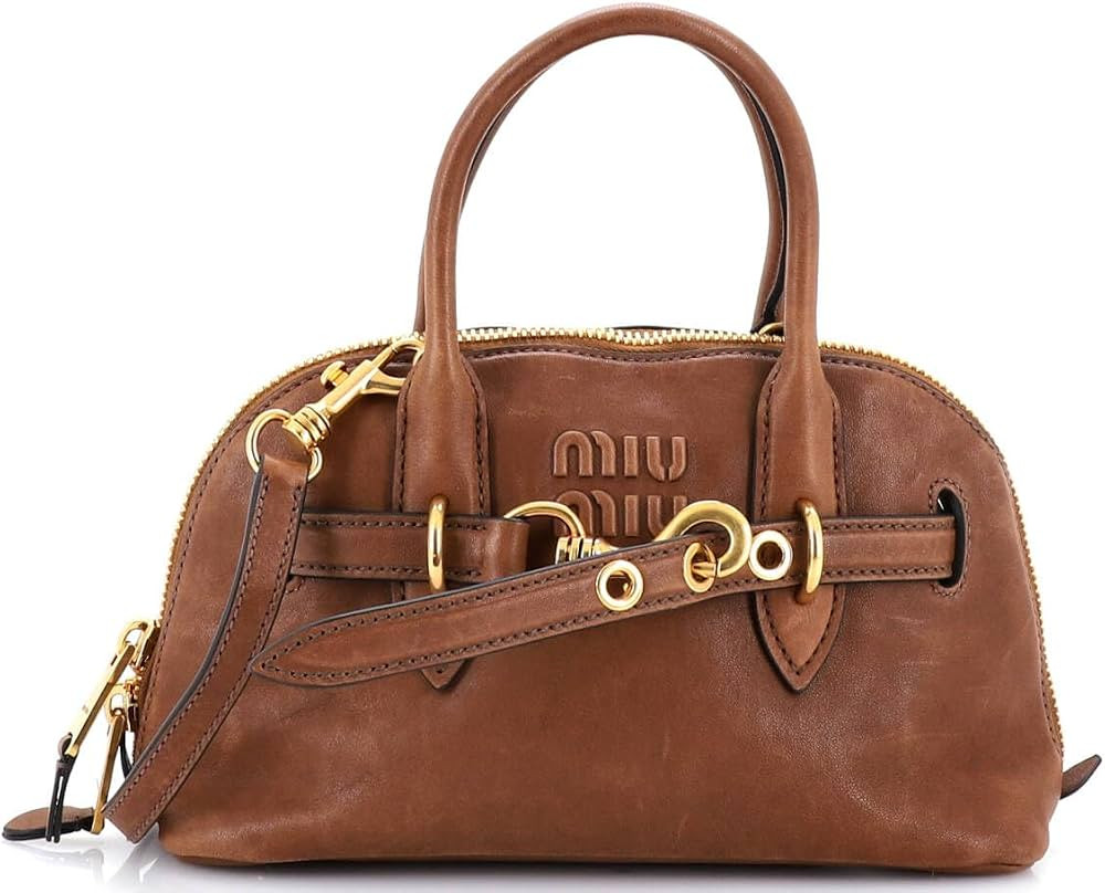 Amazon.com: Miu Miu, Pre-Loved Aventure Top Handle Bag Leather Regular, Brown : Amazon Luxury | Amazon (US)