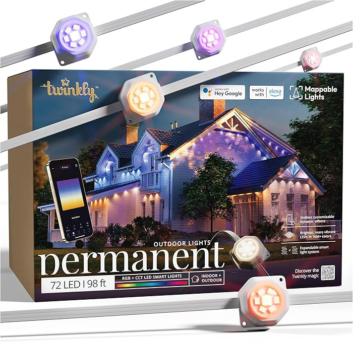 Twinkly Permanent Outdoor Lights, Smart RGB + CCT Outdoor Lights, Mappable and Customizable, Cutt... | Amazon (US)