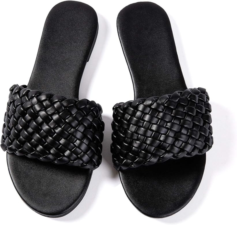 Women Flat Sadals Woven Leather Flip-Flops Pearls Bow Sandals Beach Rivets Rain Jelly Gold Pearls | Amazon (US)