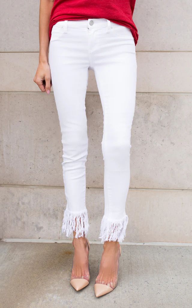 White Superfray Skinny Jeans | Shop Hello Fashion 